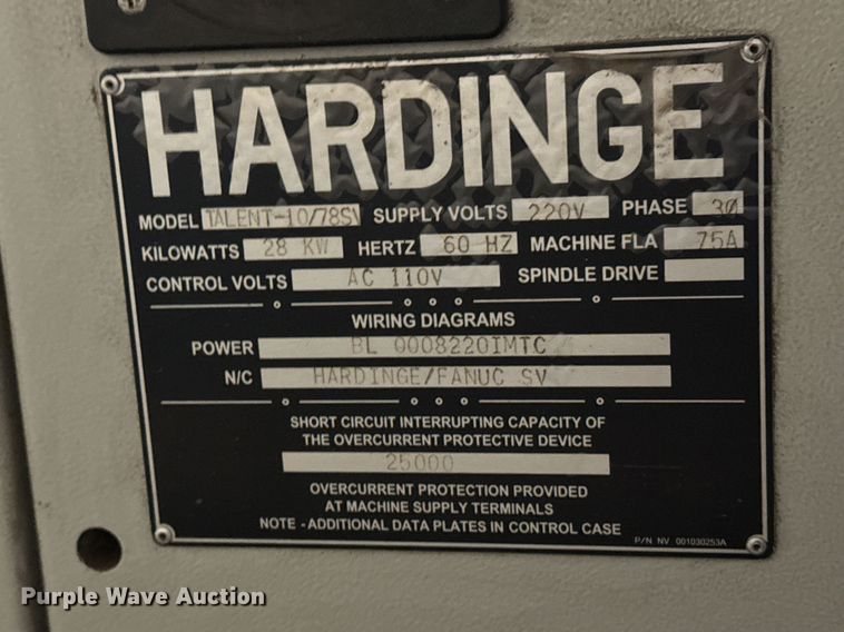 image for item DX3916 Hardinge Talent 10/78 SV CNC lathe