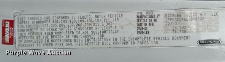 image for item EG7037 2011 Freightliner Buisness Class M2 refuse truck