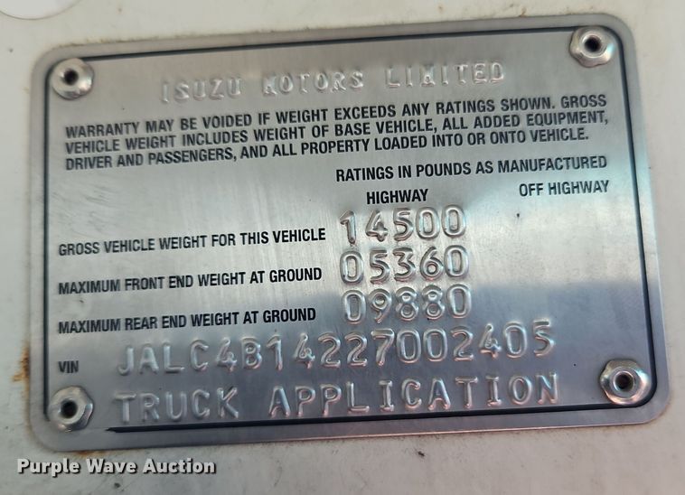 image for item EI8532 2002 Isuzu  NPR flatbed truck