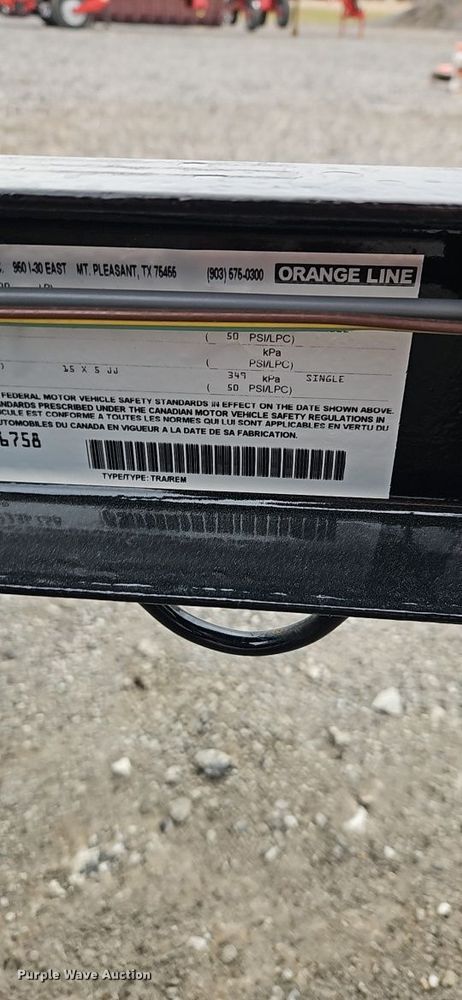 image for item EI8615 2024 Orange Line TU70-20BK4AR2B utility trailer