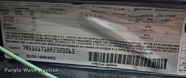 image for item EI8616 2024 Orange Line SU35-14BK4RG utility trailer