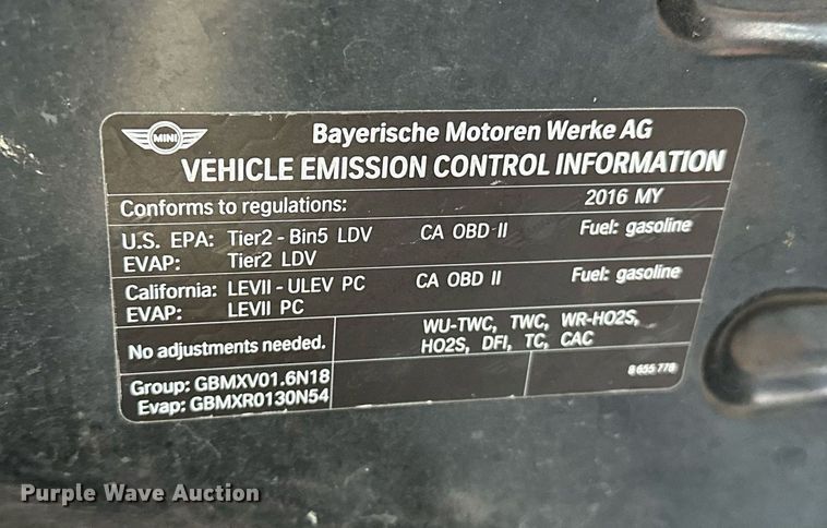 image for item EJ5217 2016 Mini Cooper Countryman S 