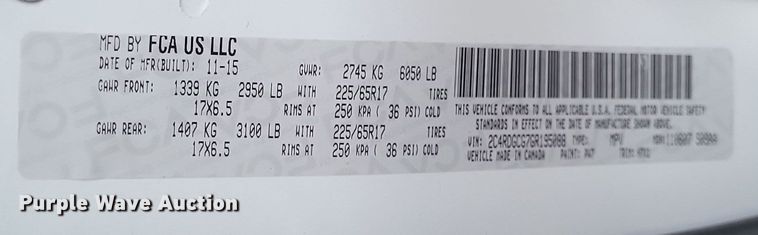 image for item EJ8128 2016 Dodge  Grand Caravan SXT van