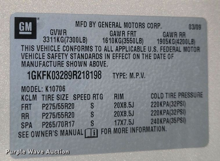 image for item EJ8129 2009 GMC  Yukon  SUV