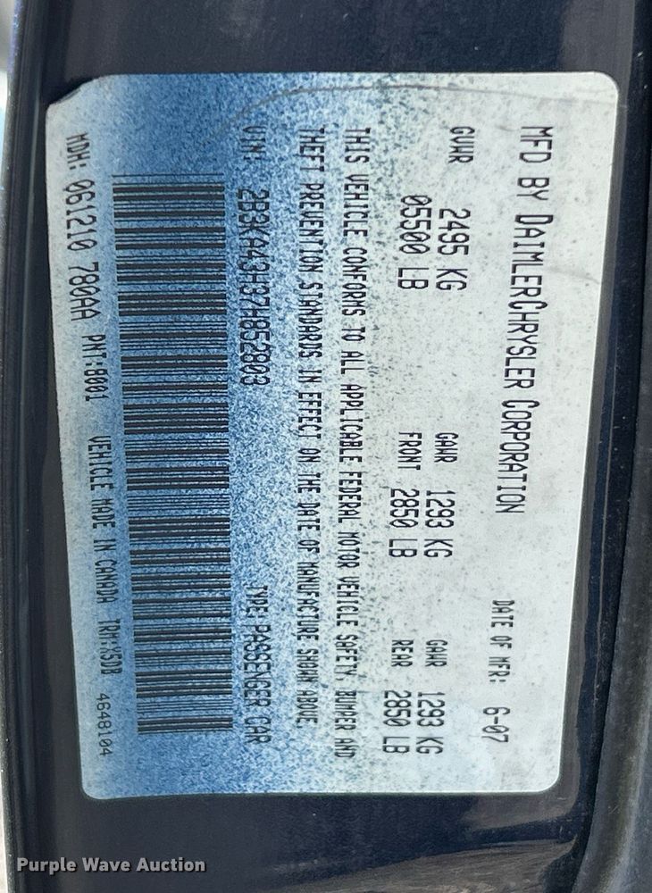 image for item EK3430 2007 Dodge Charger 