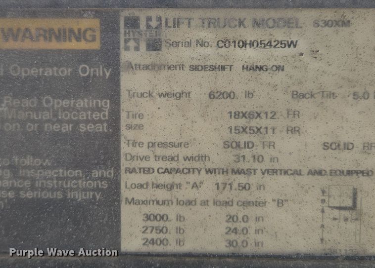 image for item EQ3664 Hyster  S30XM forklift