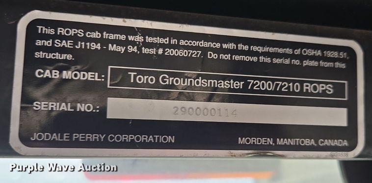 image for item EQ3677 2008 Toro  Grounds master 7210 lawn mower