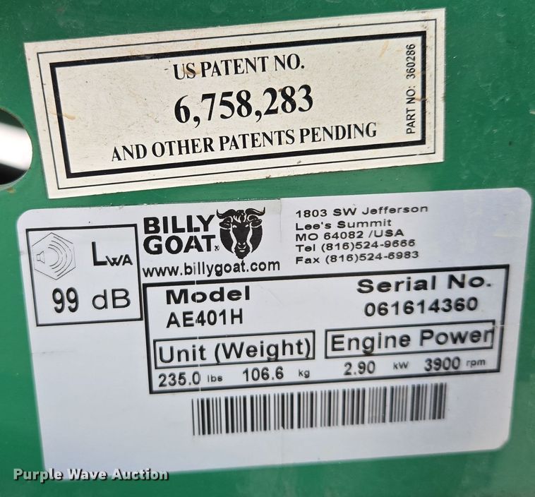image for item EQ3679 Billy Goat AE401H aerator