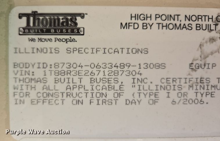 image for item EQ3691 2007 Thomas  MVP-EF school bus