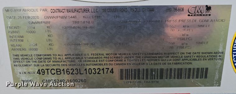 image for item EQ3781 2020 CM Trailers  enclosed cargo trailer