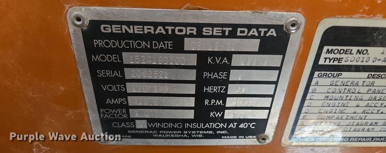 image for item EQ3801 2001 Generac  2000 Series  generator