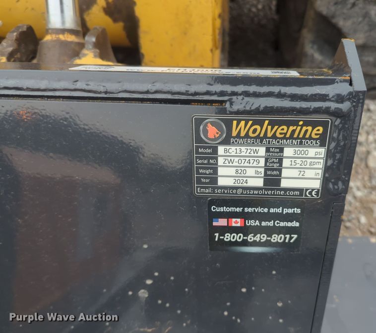 image for item ER4606 2024 Wolverine BC-13-72W skid steer rotary mower