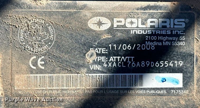 image for item ER8345 2009 Polaris Sportsman 800 Big Boss ATV