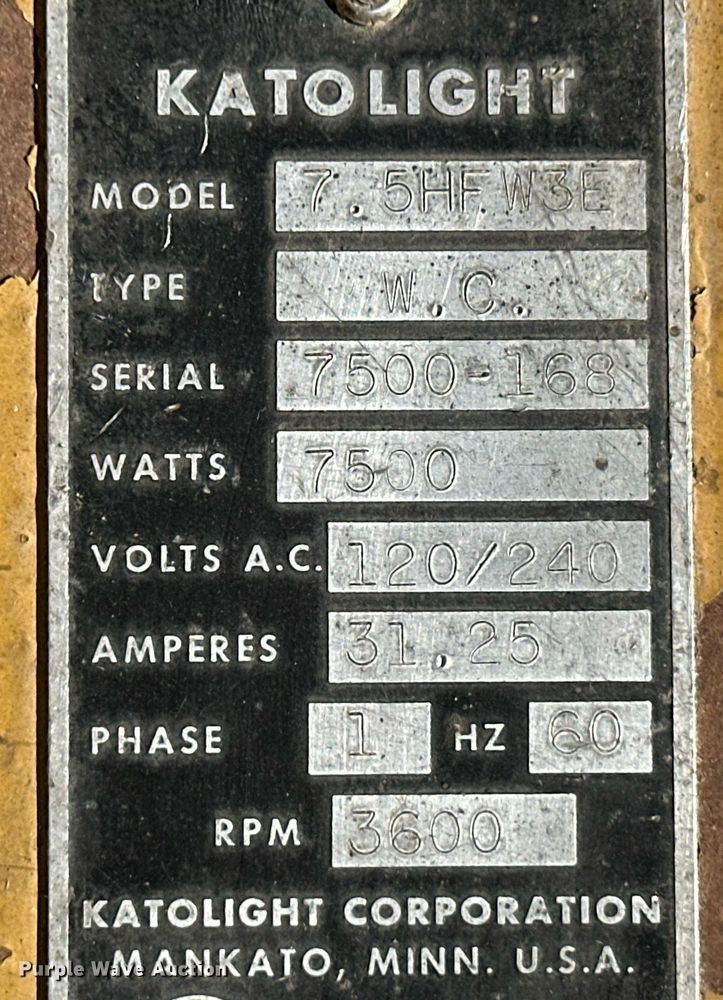 image for item ER8461 Katolight 7.5HF W3E generator