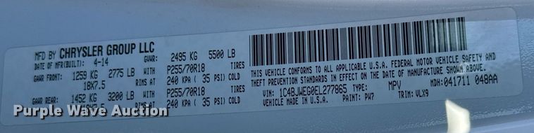 image for item LH9359 2014 Jeep Wrangler Unlimited SUV