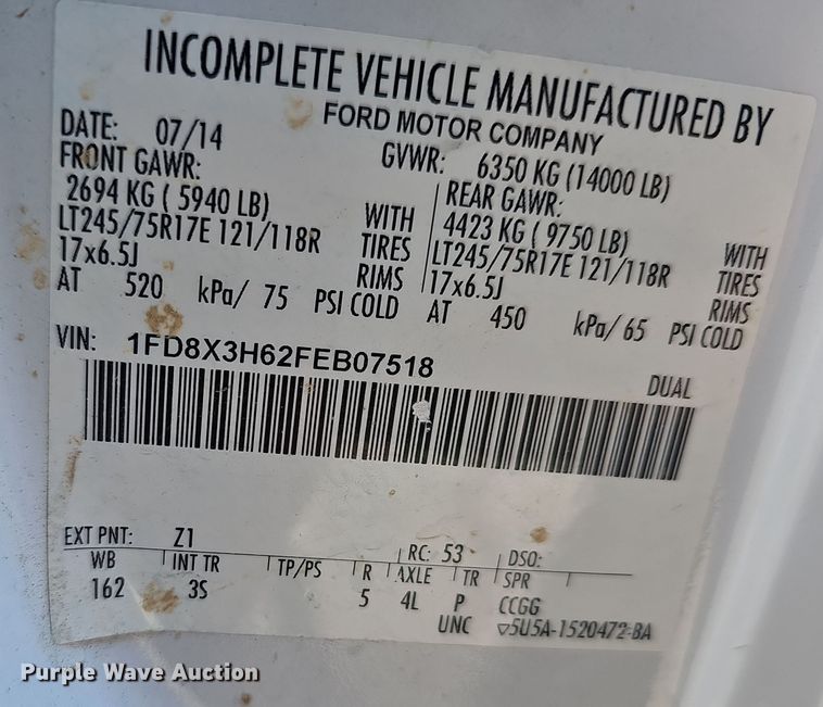 image for item OJ9148 2015 Ford F350 Super Duty XLT SuperCab utility bed pickup truck