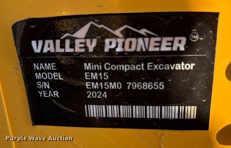 image for item OK9330 2024 Valley Pioneer EM15 mini excavator