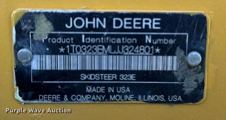 image for item DF8441 2018 John Deere 323E tracked skid steer loader