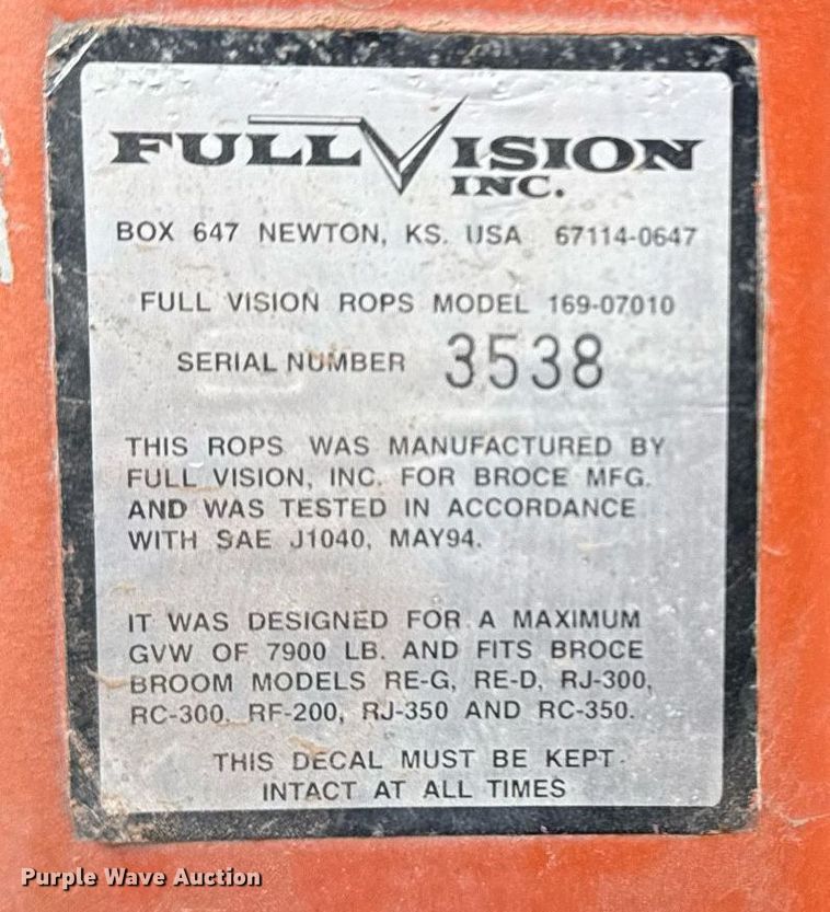 image for item DJ9725 1999 Broce RJ350 broom