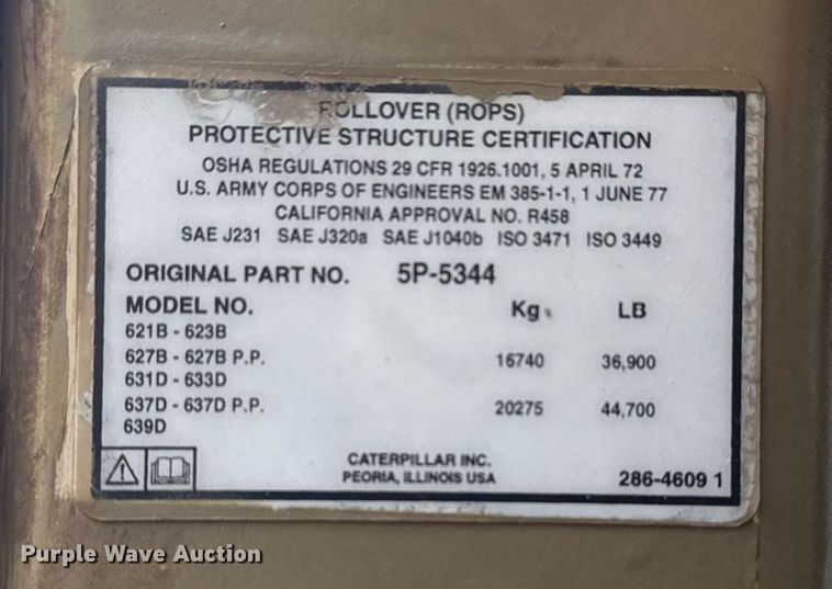 image for item DJ9729 1986 Caterpillar 621B conventional scraper 