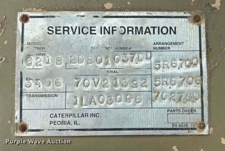 image for item DJ9729 1986 Caterpillar 621B conventional scraper 