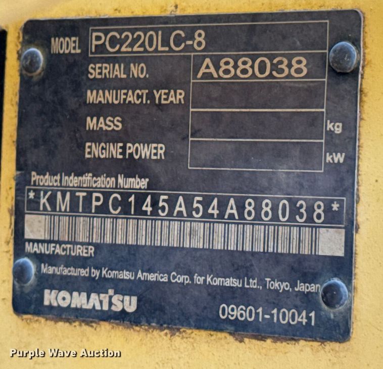 image for item DJ9730 2006 Komatsu PC220LC-8 excavator