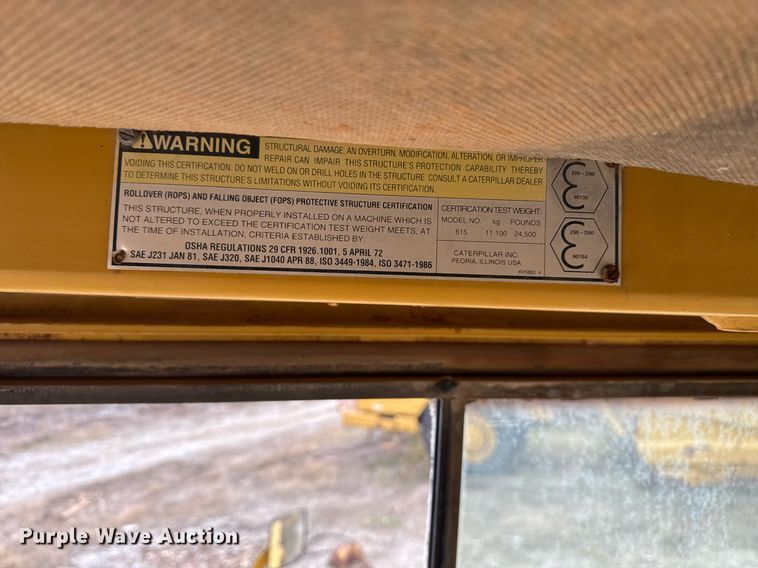 image for item DJ9733 1984 Caterpillar 615 conventional scraper 