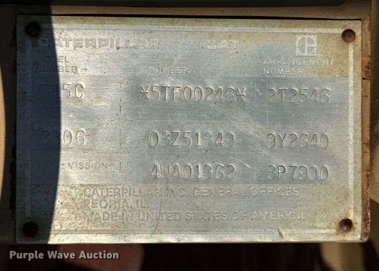 image for item DJ9749 1989 Caterpillar 615C elevating scraper