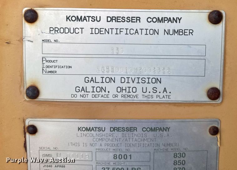 image for item DJ9880 1994 Galion 850 motor grader