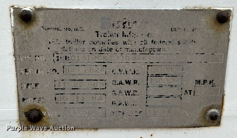 image for item DO0018 1989 Butler reel trailer