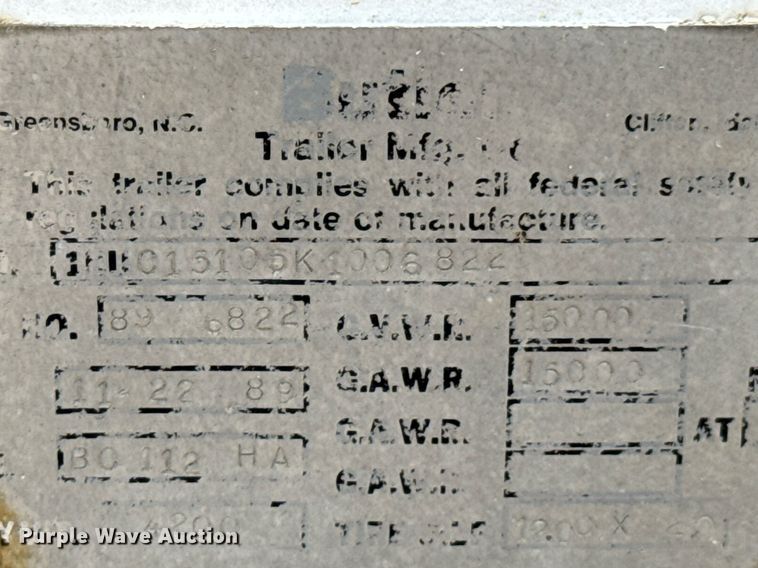 image for item DO0018 1989 Butler reel trailer