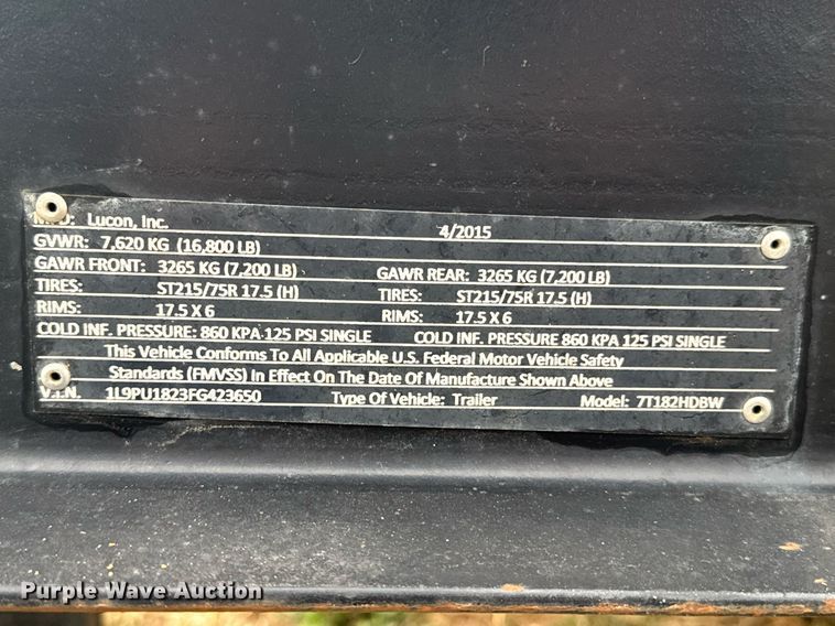 image for item DO0020 2015 Lucon equipment trailer