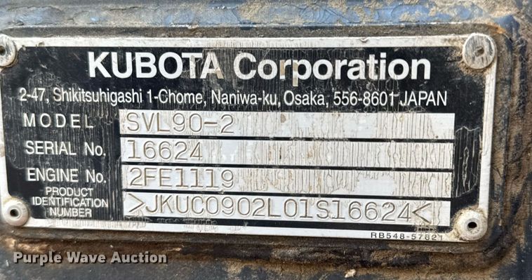 image for item DO0040 Kubota SVL90-2 tracked skid steer loader