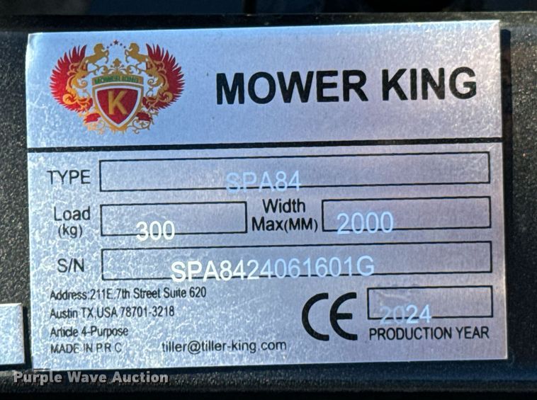 image for item DO0463 2024 Mower King SPA84 skid steer dozer blade
