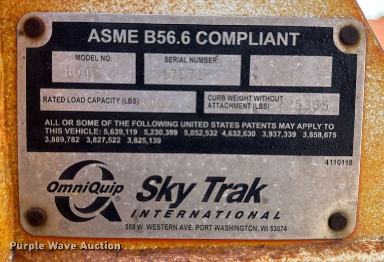 image for item DO7670 2002 Skytrak 8042 telehandler