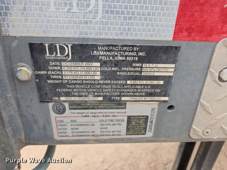 image for item DP6040 2022 Thunder Creek MTT920-G3 fuel trailer