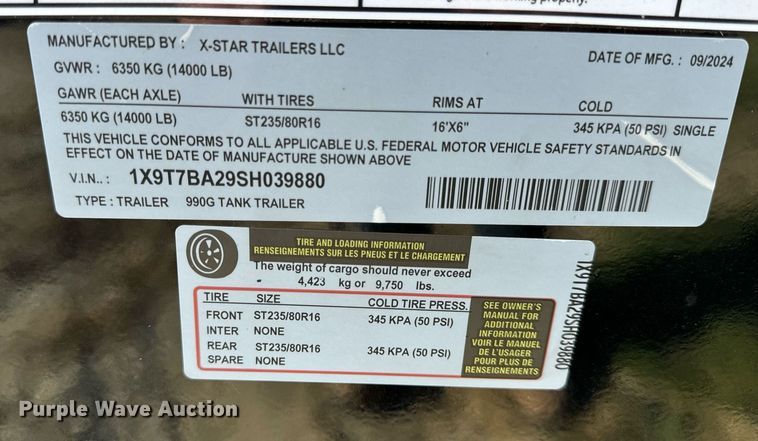 image for item DP6801 2025 X-Star Trailers fuel trailer