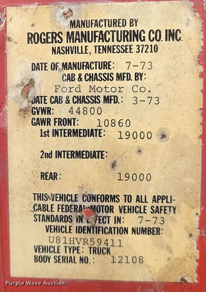 image for item DQ3810 1973 Ford dump truck