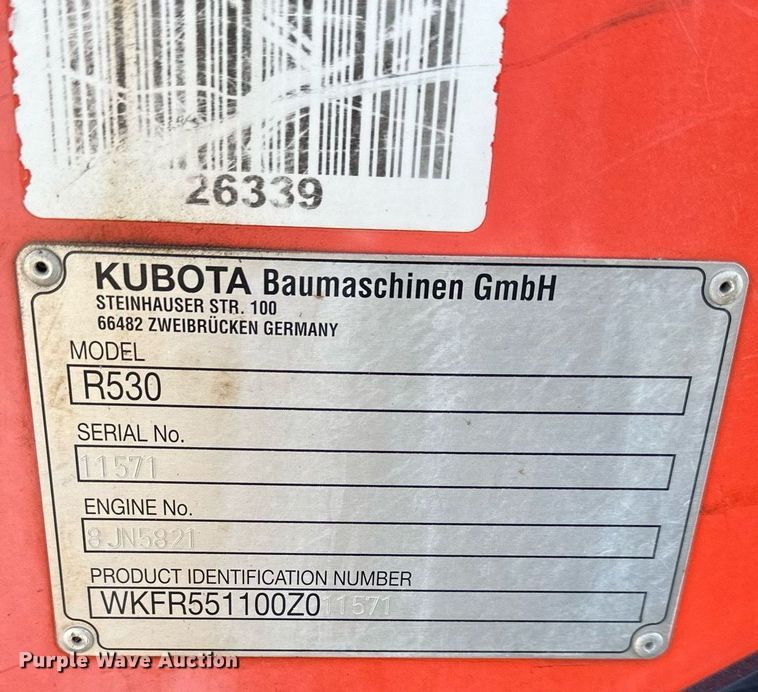 image for item DQ6466 2020 Kubota R530 wheel loader