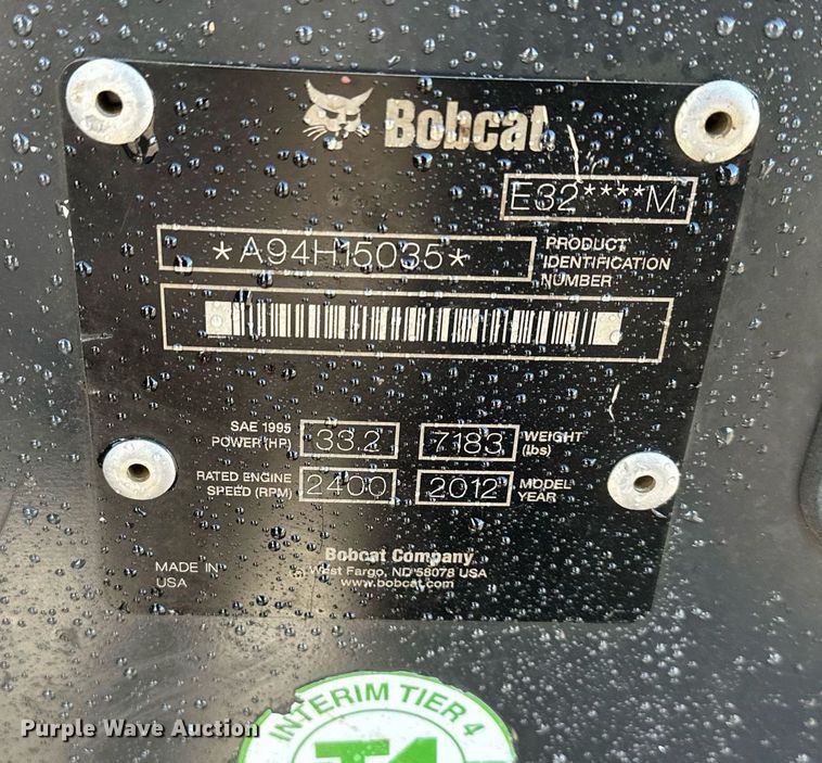 image for item DQ6469 2012 Bobcat E32 mini excavator