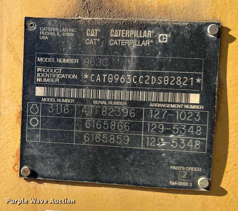 image for item DQ6539 2002 Caterpillar 963C track loader