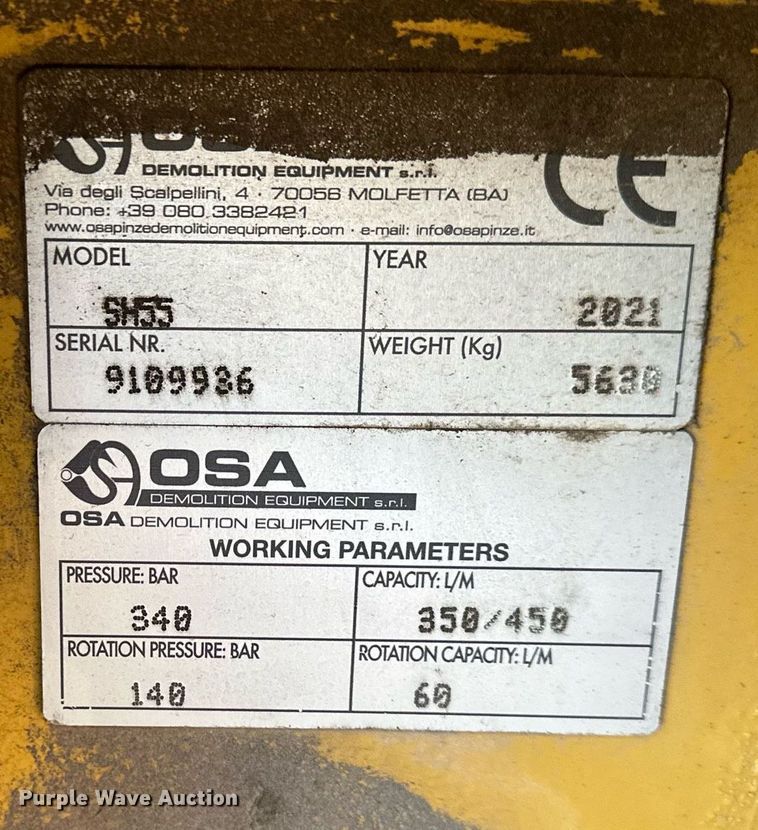 image for item DS3222 OSA SH55 excavator shear