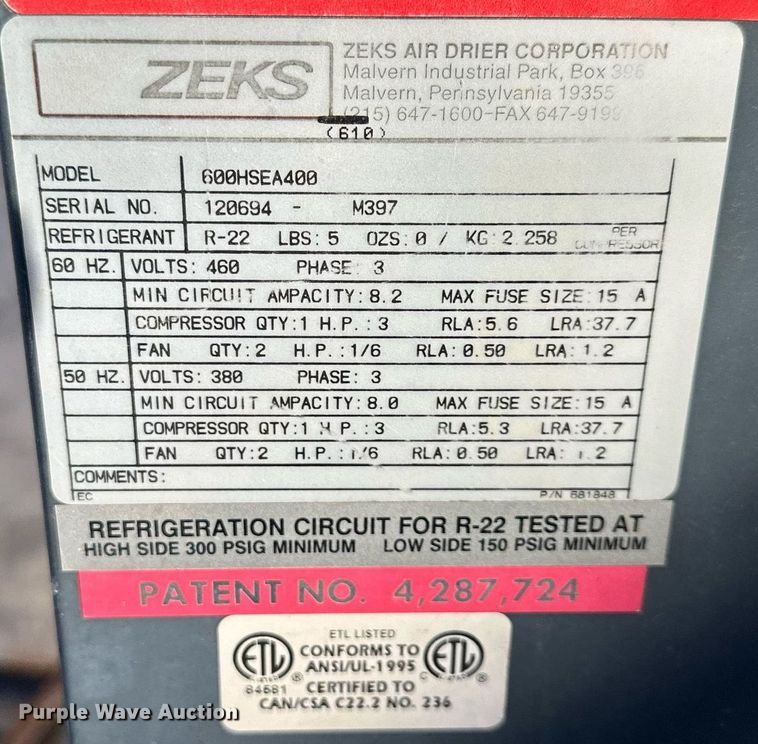 image for item DS3229 Gardner Denver Electra-Saver II air compressor