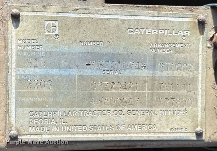 image for item DS3284 1984 Caterpillar 615 elevating scraper