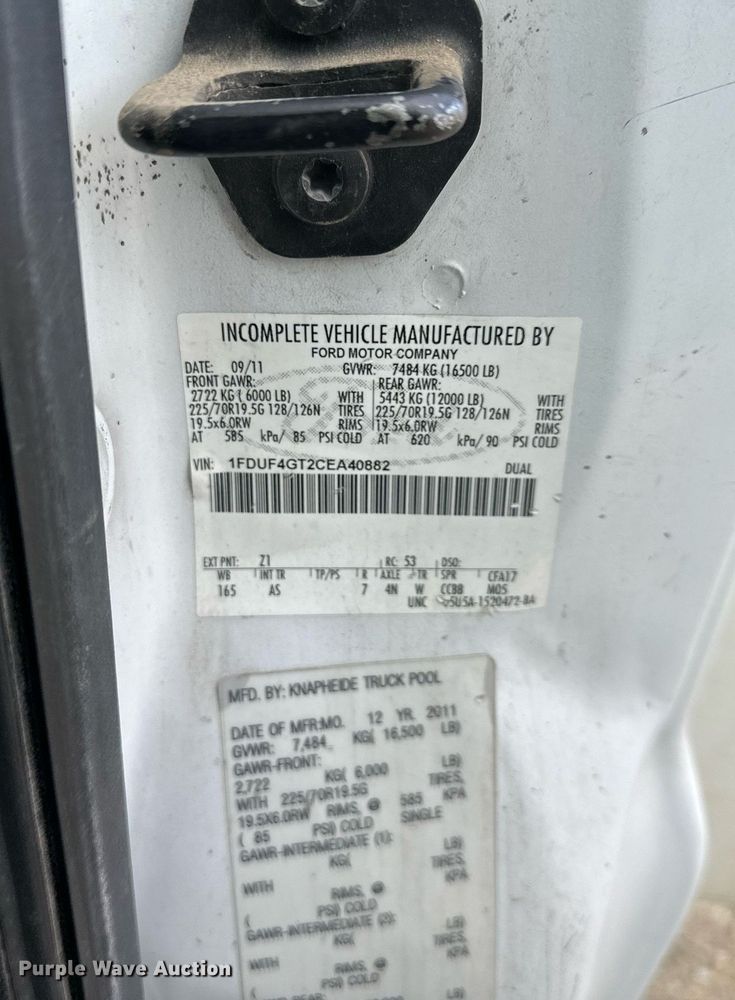 image for item DS3294 2012 Ford F450 Super Duty utility / service truck