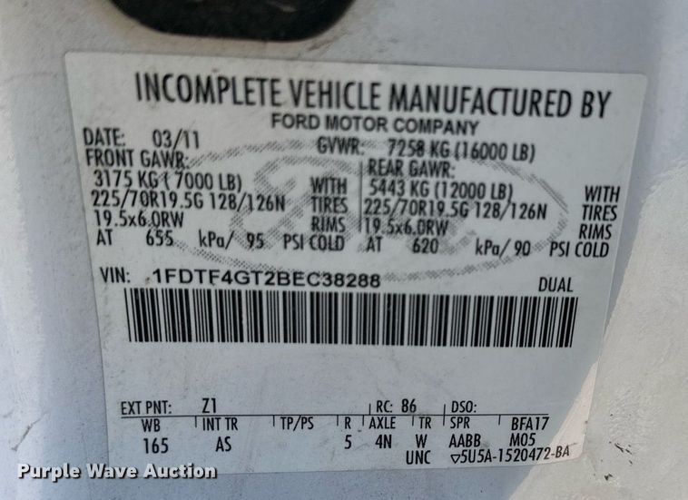 image for item DS3296 2011 Ford F450 Super Duty XL utility / service truck