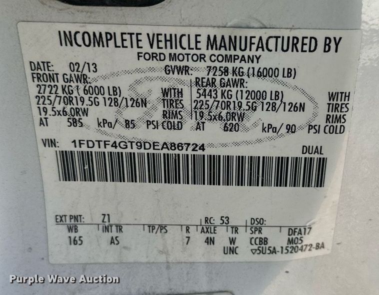 image for item DS3297 2013 Ford F450 Super Duty utility / service truck