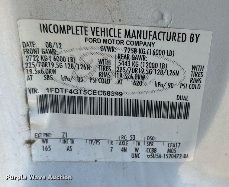 image for item DS3305 2012 Ford F450 Super Duty utility / service truck