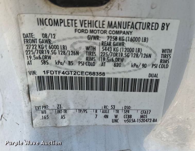 image for item DS3307 2012 Ford F450 Super Duty utility / service truck