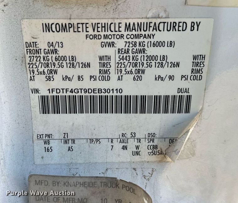 image for item DS3308 2013 Ford F450 Super Duty utility / service truck